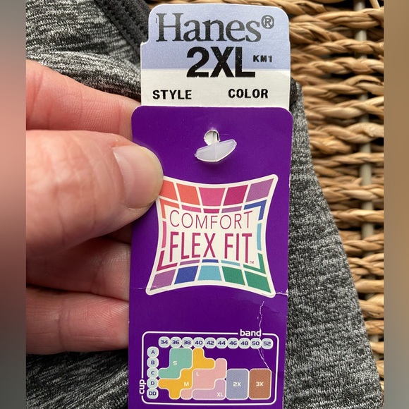 Hanes G39H Cozy Racerback Wire Free Bra Size 2XL Gravel Gray NWT - Picture 3 of 5